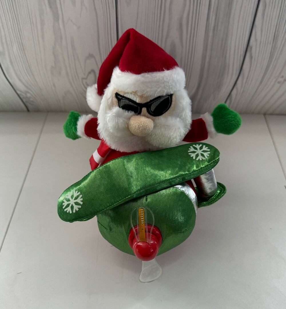 Gemmy Animated Airplane Santa Plush Musical Singing Light Up Toy